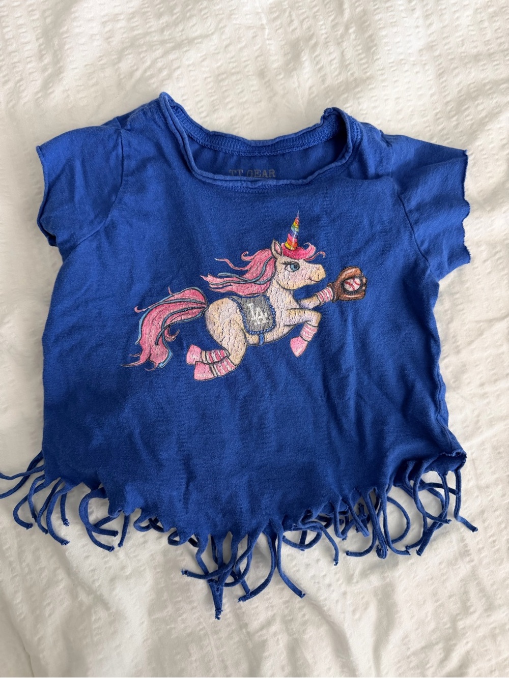 Tiny Turnip Dodgers girls unicorn Tshirt 3T